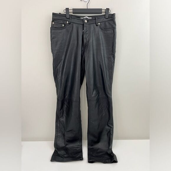 Vintage Tommy Hilfiger Leather Straight Leg Pants Size 10 - Picture 1 of 9